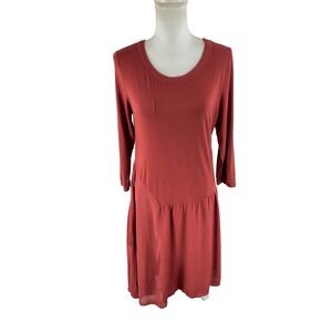 Soft Surroundings M En Pointe‎ Asymmetric Dress Rust 29151 Knee Fit to Flare